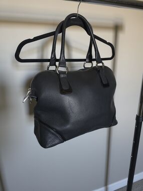 Classic Black Leather Weekender Bag Purse - Women's Carryall
